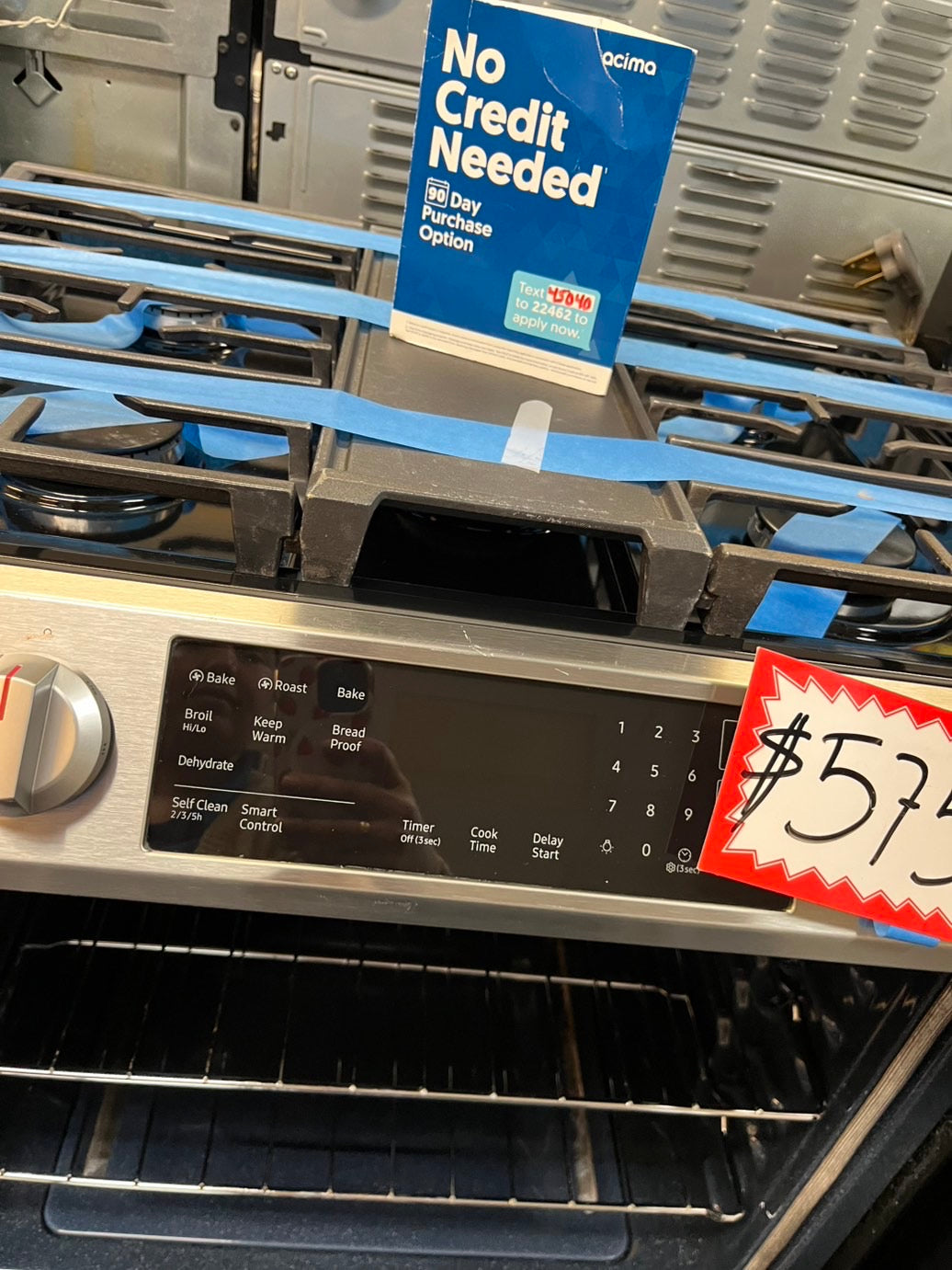 =Samsung 30”  Gas range 5 burner slide in convection bake roast broil self clean used Refurbished" item #GRSMA34L