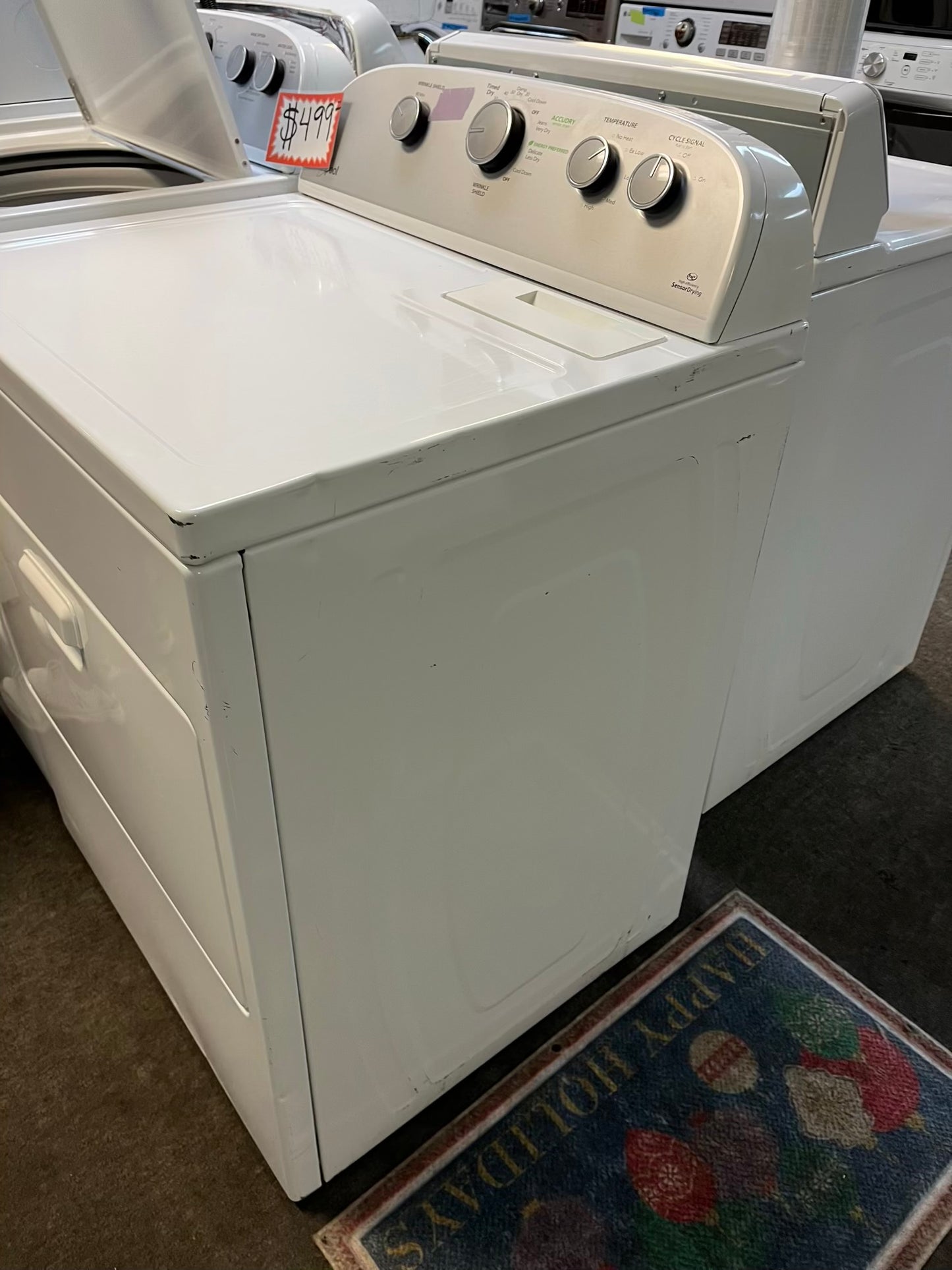 - Whirlpool top load washing machine 4.0 cu ft stainless steel drum w/agitator & side x side electric 220v dryer in white 29" #ED500PB-TR
