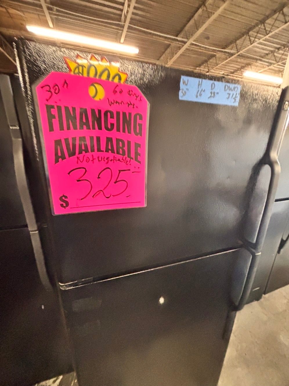 >sale🎈GE 30”18cu.ft -top freezer refrigerator black color   -used refurbished 30” #TGP2RPB