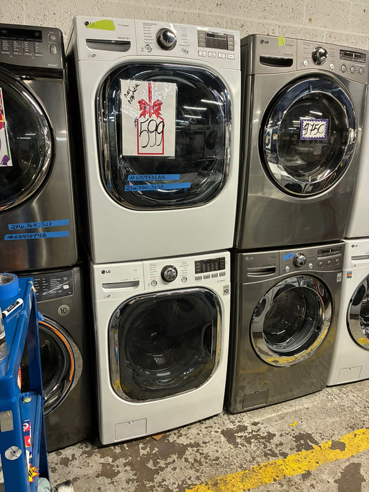 🎄Holiday Sale 🎁 LG washer 4.5 cu ft & dryer 7.5 cu ft set electric 220v front load stackable or side by side - sensor dry He in white #WD9731AB