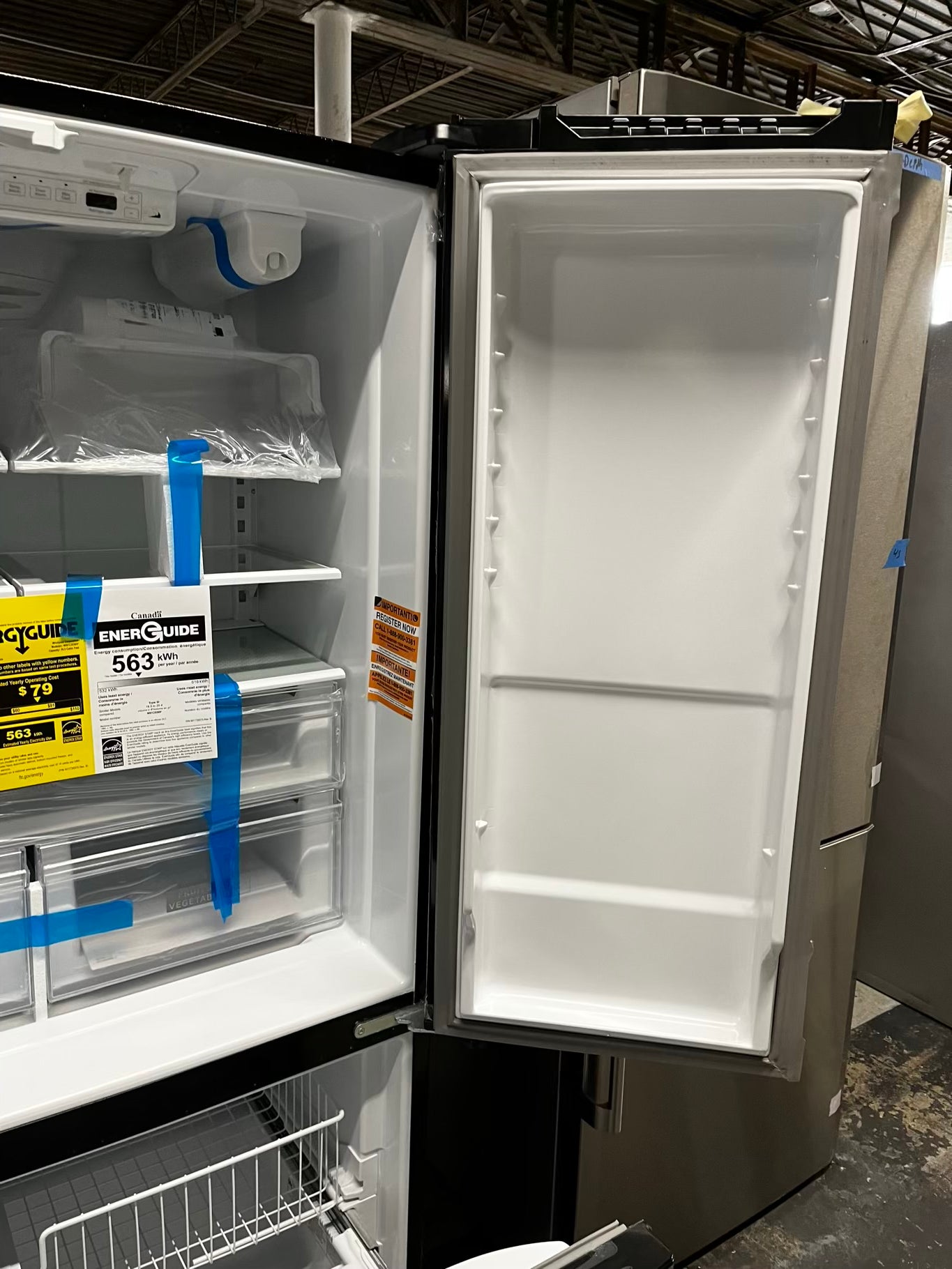 ~ ⚡️ Black Friday 🎉 Open Box 📦 scratch & Dent 36 in. 20 cu. ft. Counter Depth French Door Bottom Mount Refrigerator in Black with Elevated Deli Drawer Stock number #RF10934AB