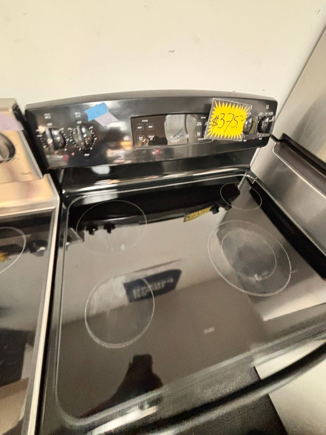 >🎈SALE🔥GE Glass Top electric stove  bake /broil,Self clean 30” 4 burner ,black color,     used-Refurbished   #EGFW79B