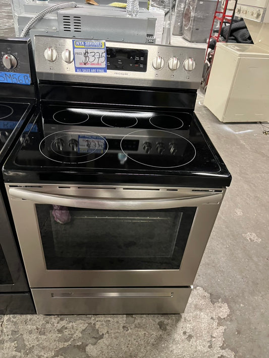 =🥳Frigidaire glass top electric 220v glass top range 5 burner Refurbished bake Broil self clean  stainless steel 30" #ERFG4TTB