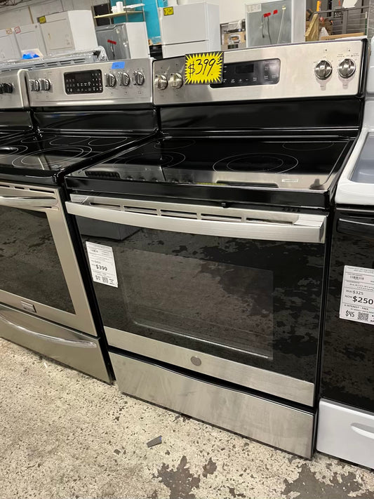 GE electric 220v range 4 burner bake broll hi/lo self clean stainless steel 30" #ER517ZB