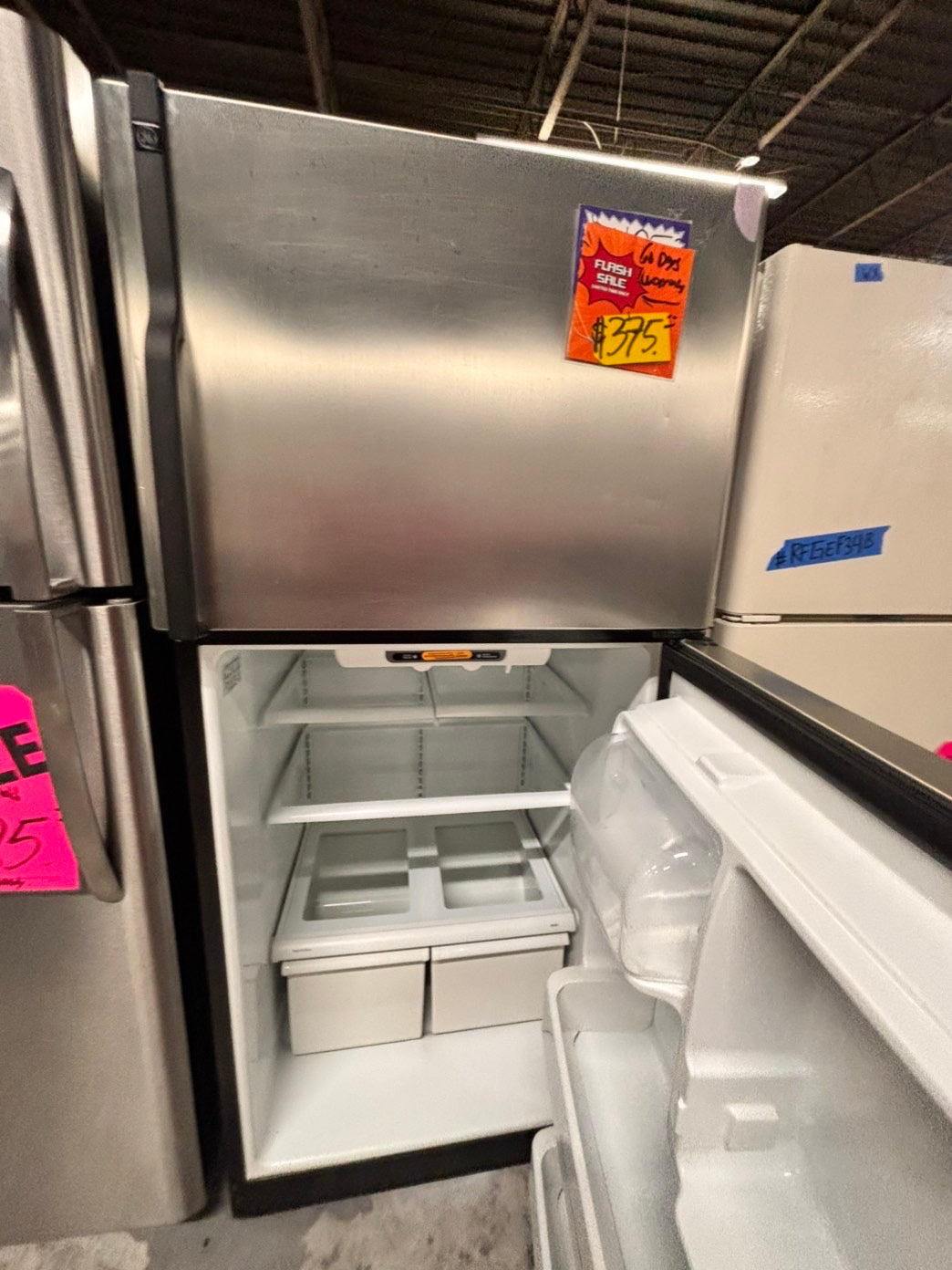 >special🔥GE black 30” Top freezer fridge with ice maker black    used-refurbished #RFX2FB