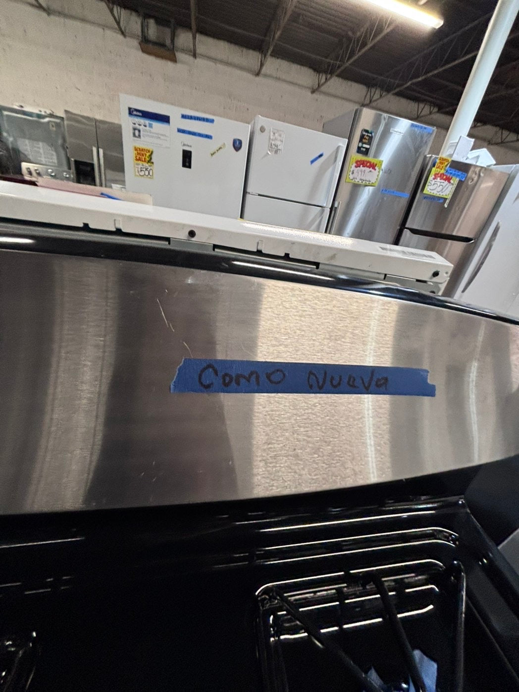 >*GE range 4 burner bake broil Hi/Lo self clean in stainless steel used-great condition ,Refurbished 30” #FLN10SB