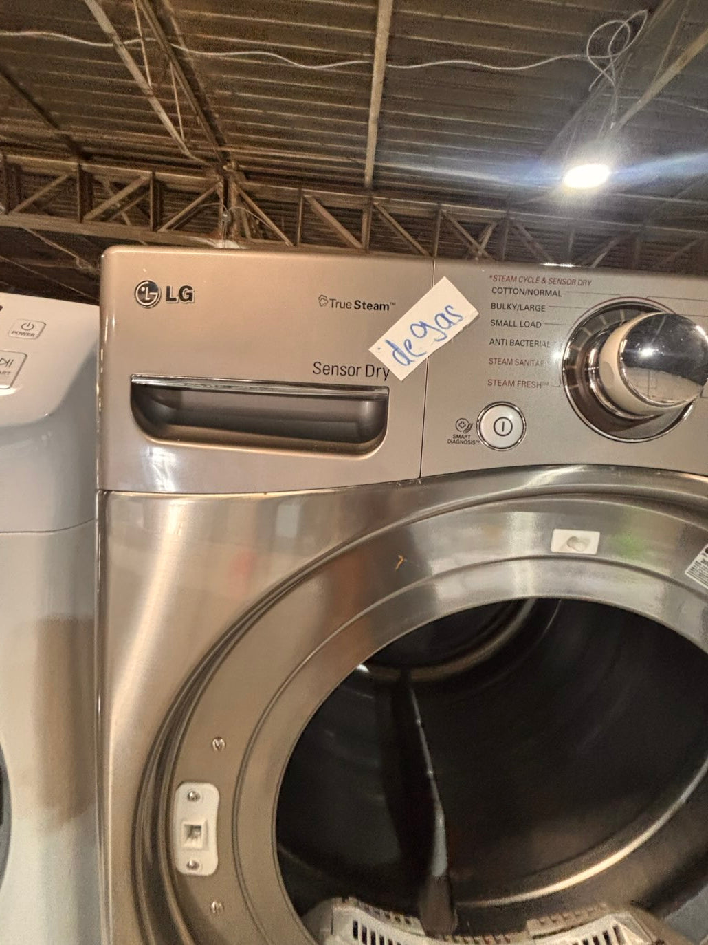 }}LG GAS  washer large capacity& dryer steam set front load stackable or side by side gray-silver 27” working 💯 with warranty !   used-Refurbished #LGSG3SET