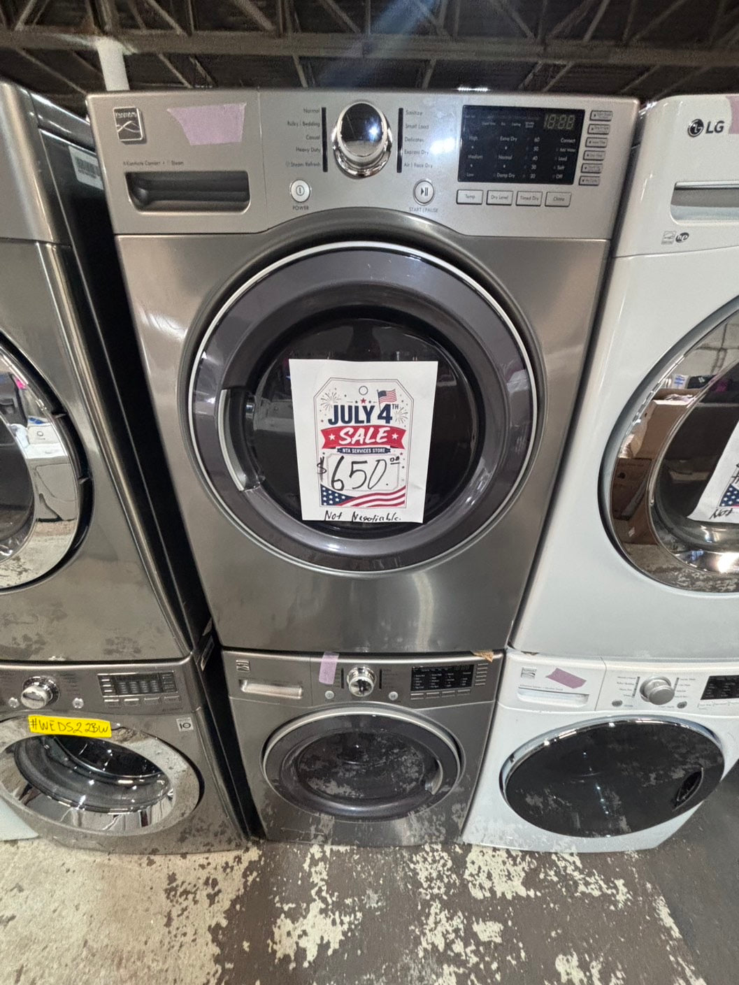 >*early July 4th special 🇺🇸kenmore washer & dryer set electric 220v front load stackable or side by side - sensor dry in gray color #GSS2BSET