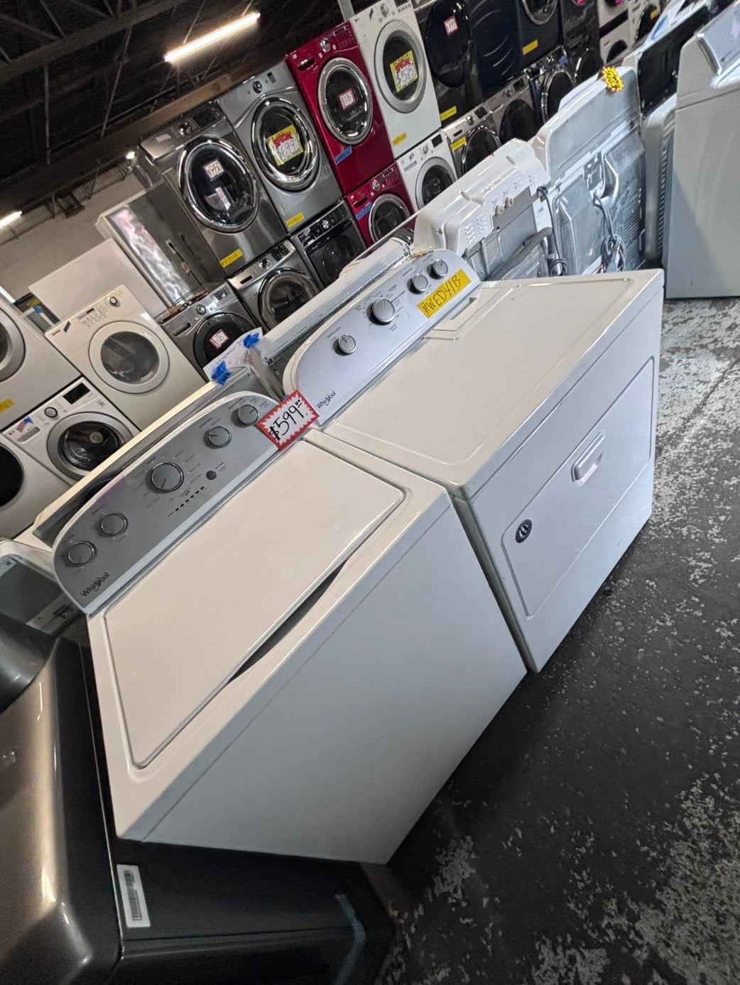 >*whirlpool top load washer large capacity with removable agitator  & electric dryer 220v  set top load side by side #MRM23YB