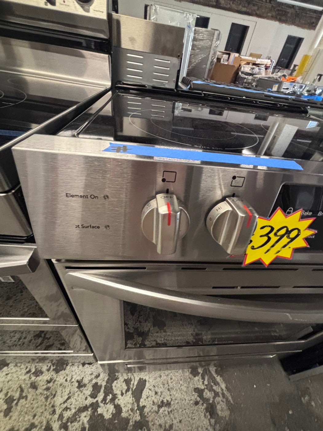 >Frigidaire slide in Glass top electric 220v range 5 burner warm zone bake broil self clean in stainless steel 30" used-Refurbished #ERSR27B