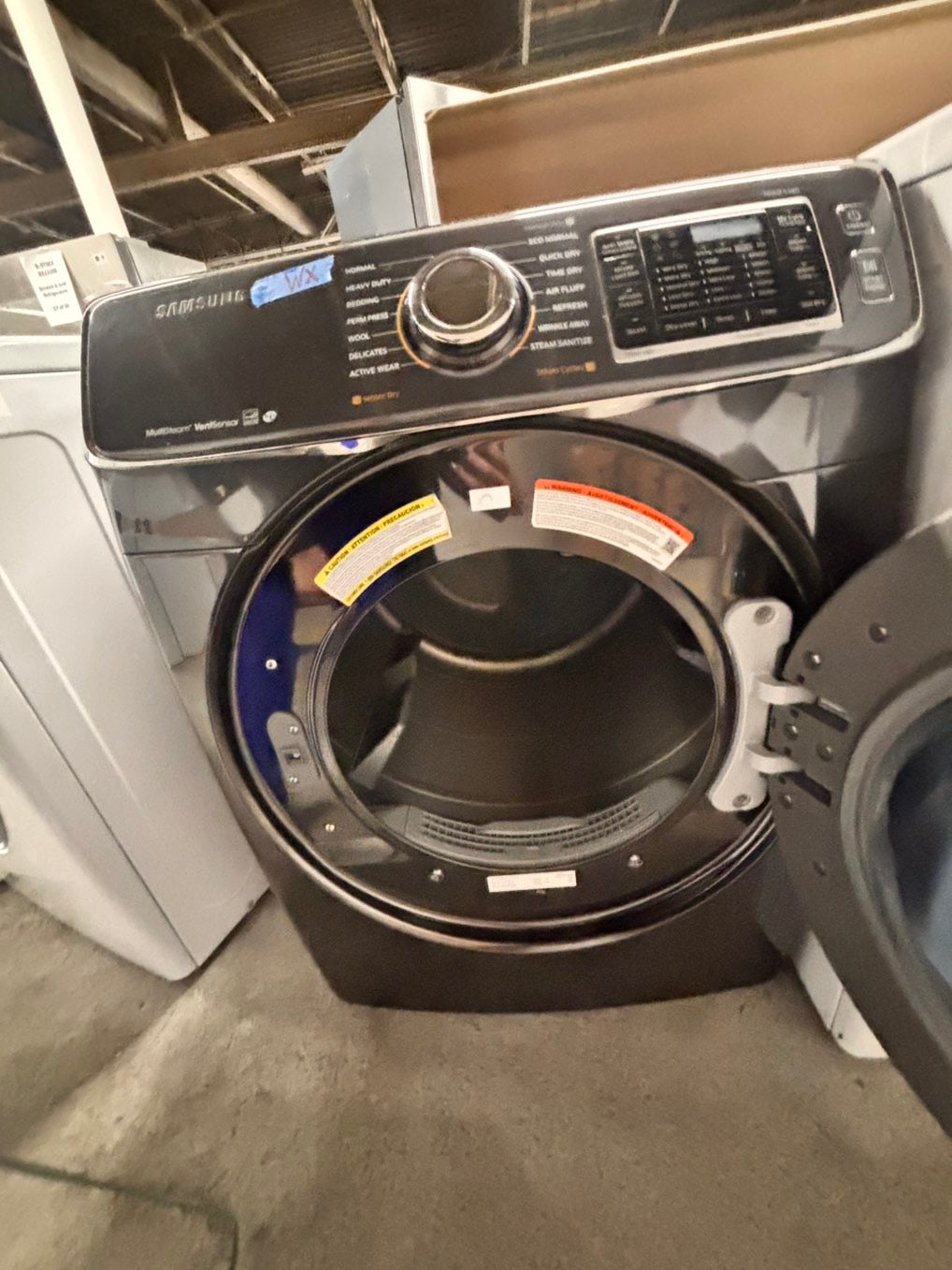 >Samsung Sensor dry steam electric 220v dryer front load stainless steel drum 7.5cu.ft. large capacity  27" dark gray  #EDS55BB