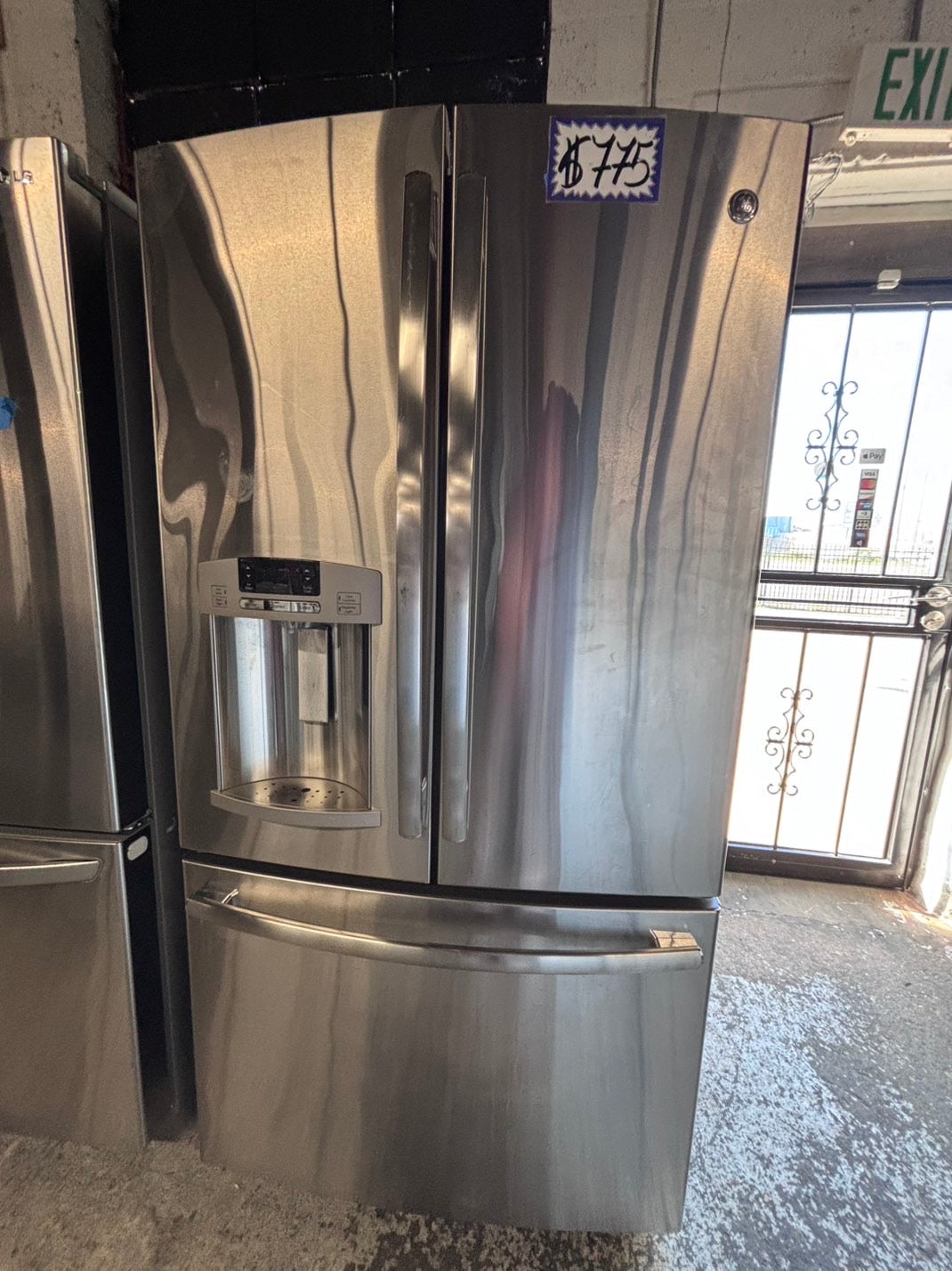 >GE 36” French Door Refrigerator Super-Capacity with ice maker & water dispenser ,used-refurbished #GE50PSB