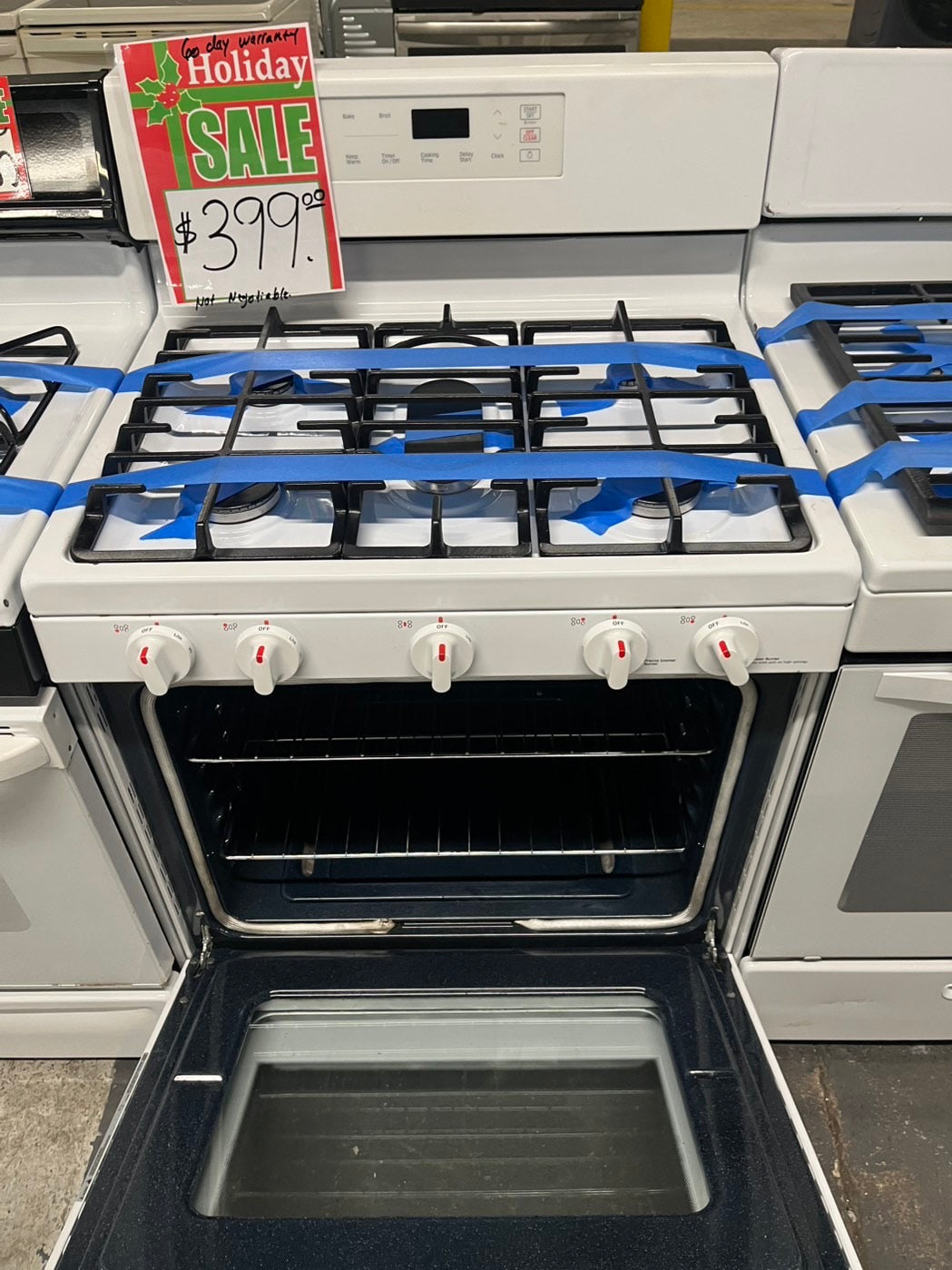 🎁🎄Holiday sale‼️Samsung gas range 5 burner bake broil in white Refurbished 30" #GR27RB