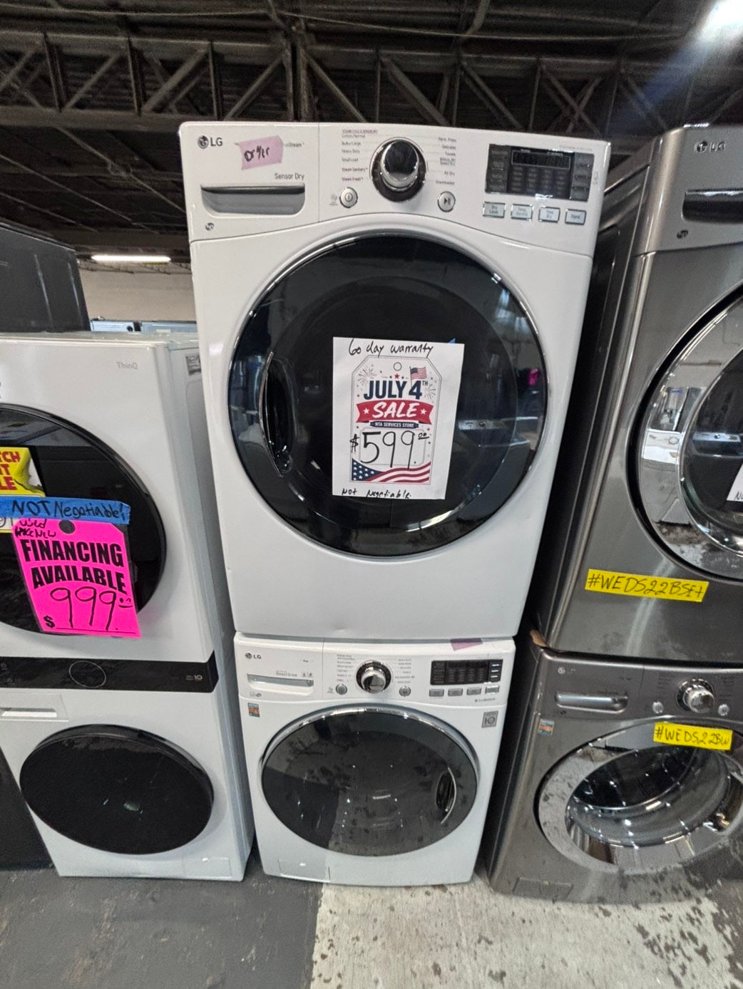 >*early July 4th special 🇺🇸LG washer & dryer set electric 220v front load stackable or side by side - sensor dry in white color #WWS2BSET