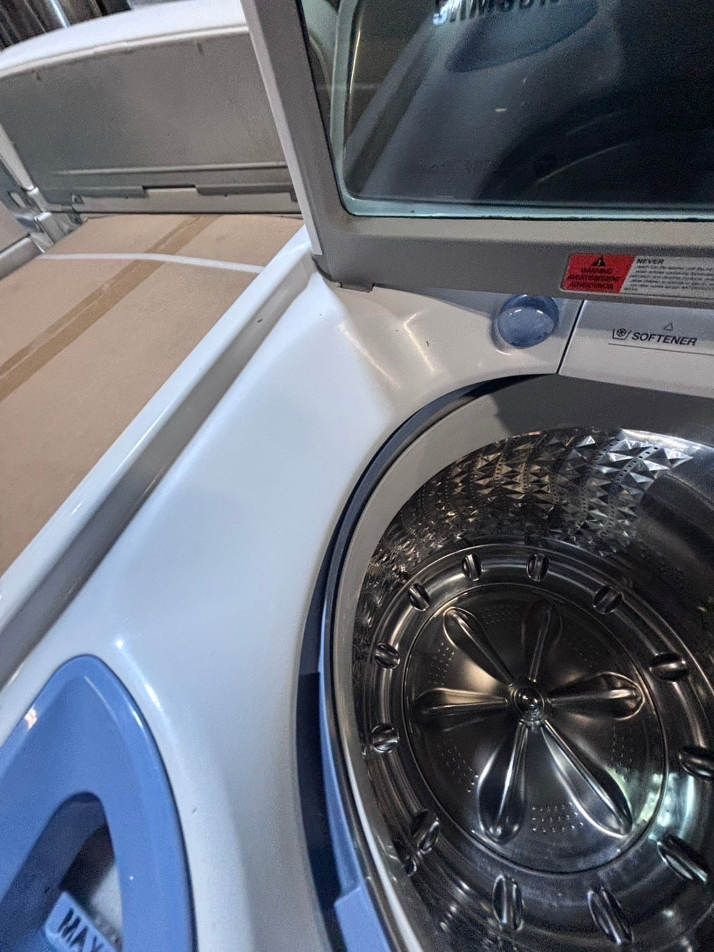 >*samsung white  top top load washer large capacity & dryer set electric 220v side x side top load stainless steel drum white color used-refurbished #W5Z6YB