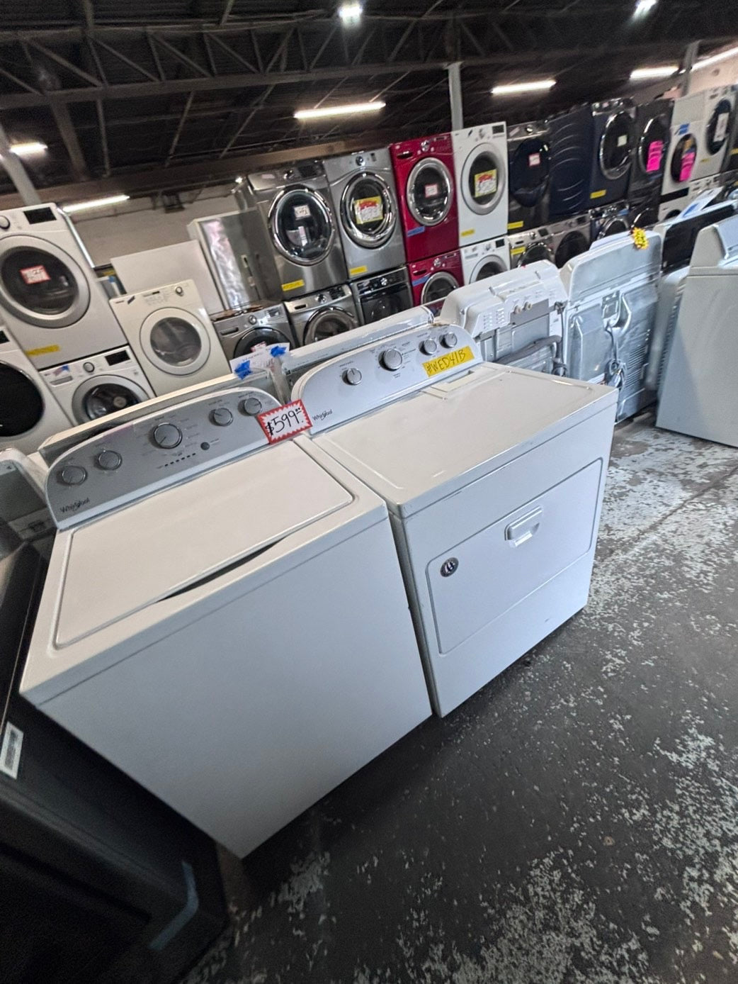 >*whirlpool top load washer large capacity with removable agitator  & electric dryer 220v  set top load side by side #MRM23YB