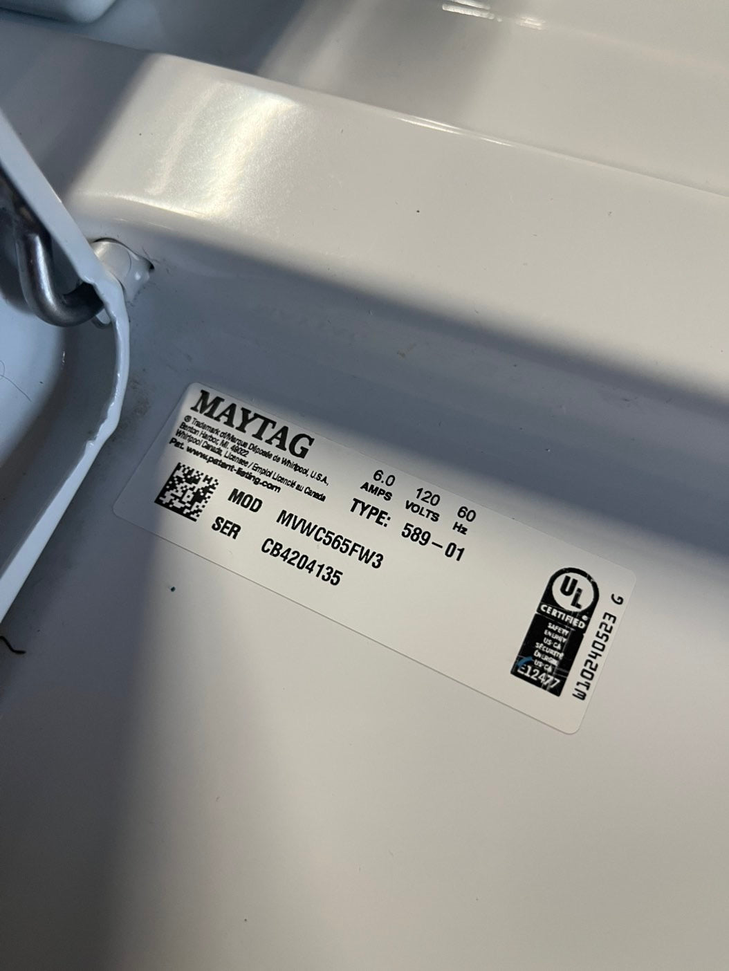 🎁Maytag 4.5 cu. ft. High-Efficiency Top load washing machine white w agitator  Stainless steel Drum 27" Refurbished-used #WMAG10B