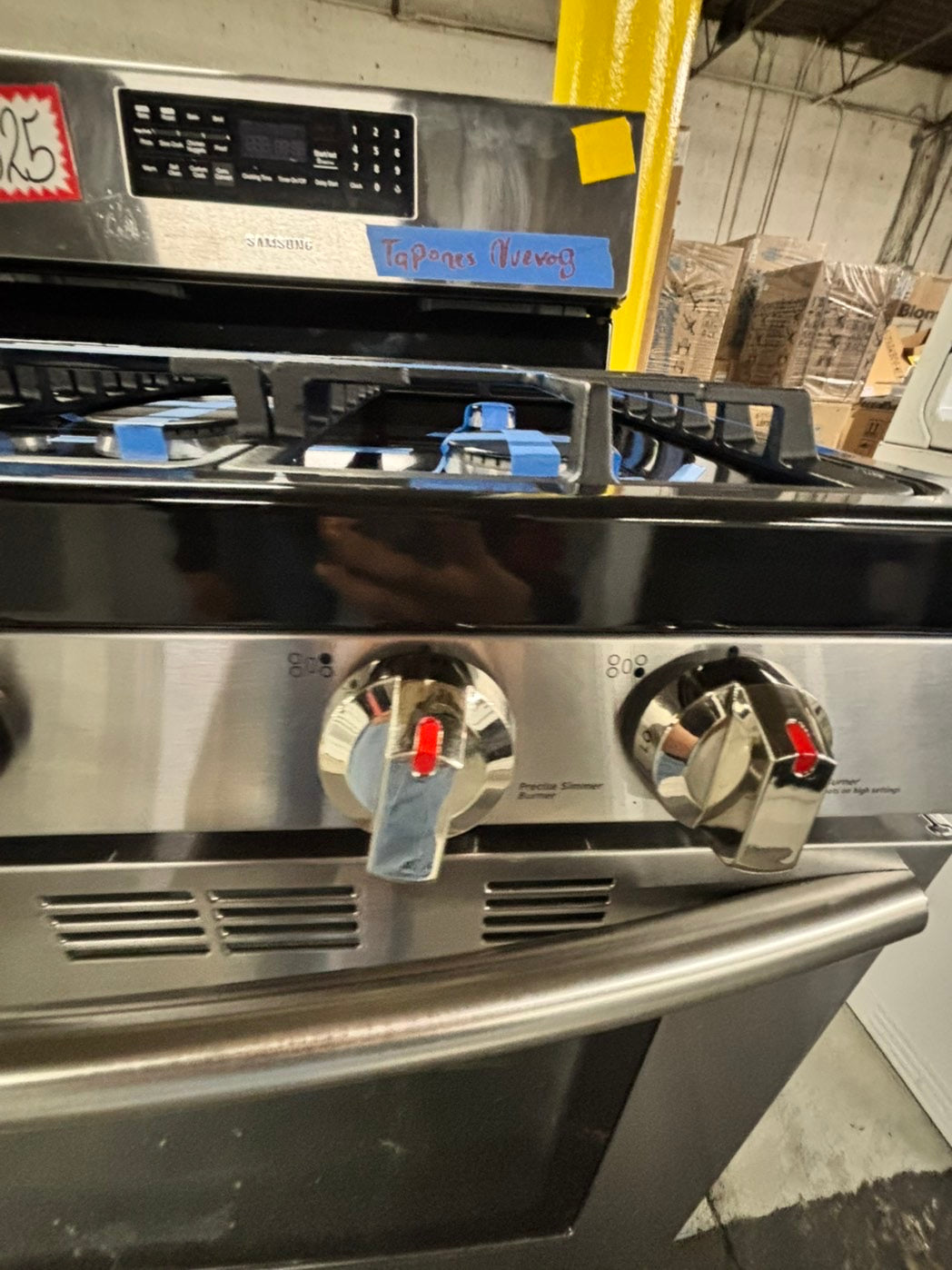 -Samsung gas range 5 burner convection oven roast bake /broil self clean stainless steel  30" used -refurbished       Item number#GR237TNB