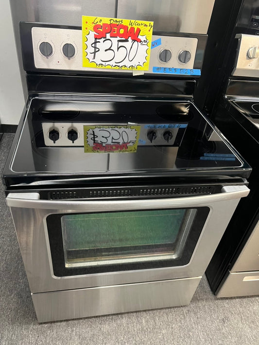 =🥳Whirlpool glass top electric 220v glass top range 5 burner Refurbished bake Broil steam clean  stainless steel 30" #ERFG2B