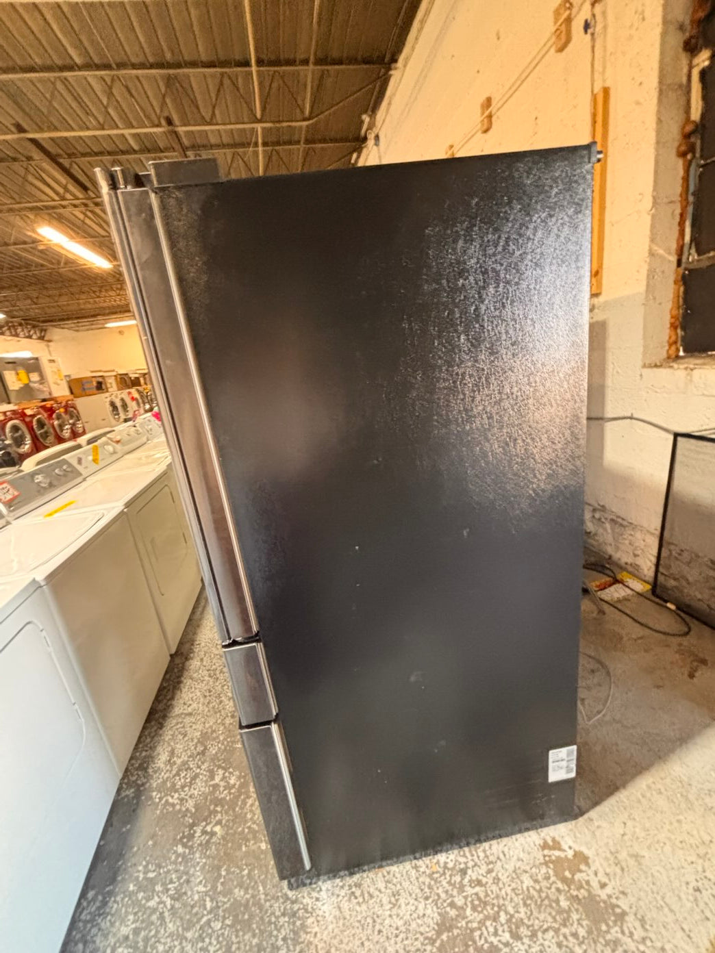 }}LG four door Refrigerator french doors full size 36”x 69” x 32”depth   black stainless steel w/ ice water dispenser great condition 36" used-refurbished #LGFBS324B