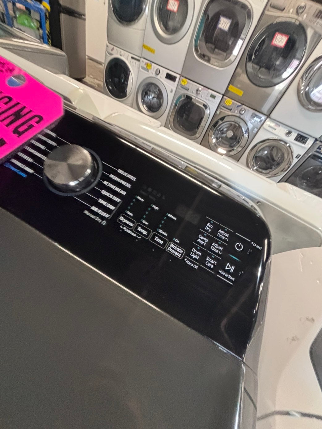 >*july 4th sale 🇺🇸samsung dark gray mix & match top top load washer large capacity & dryer set electric 220v side x side top load stainless steel drum white color used-refurbished #WSNN8VB