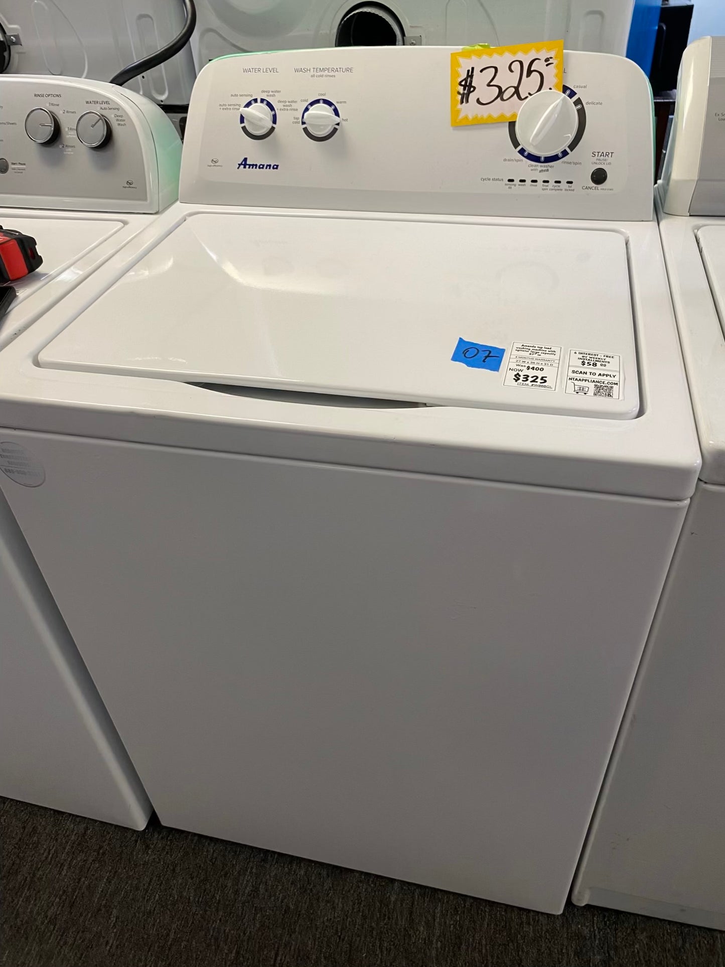 Amana top load washing machine with agitator large capacity 27" in #W868GL Refurbished