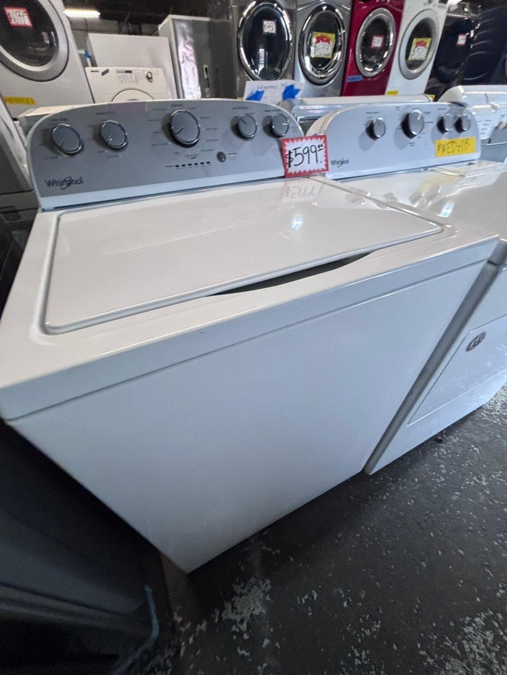 >*whirlpool top load washer large capacity with removable agitator  & electric dryer 220v  set top load side by side #MRM23YB