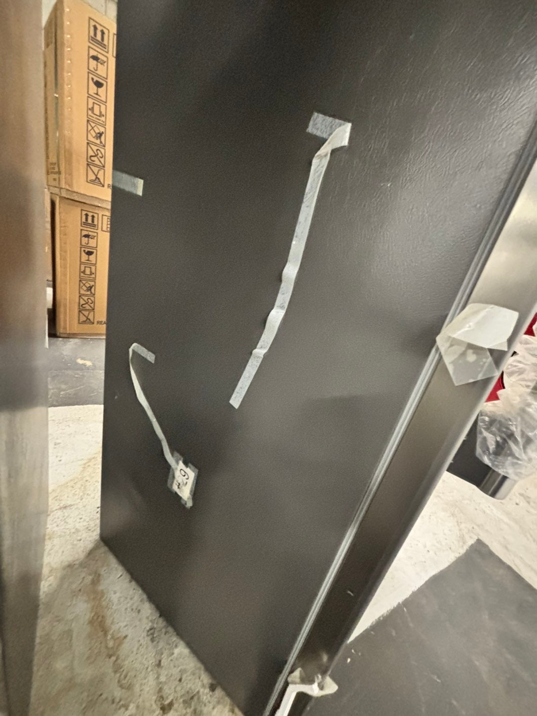 *Combo 2pc. Frigidaire /Fridge with water dispenser & freezer with ice maker inside , 20cu.ft up-right 32 1/5 wide stainless steel counter depth new scratch and dent  /item number #RFF909B