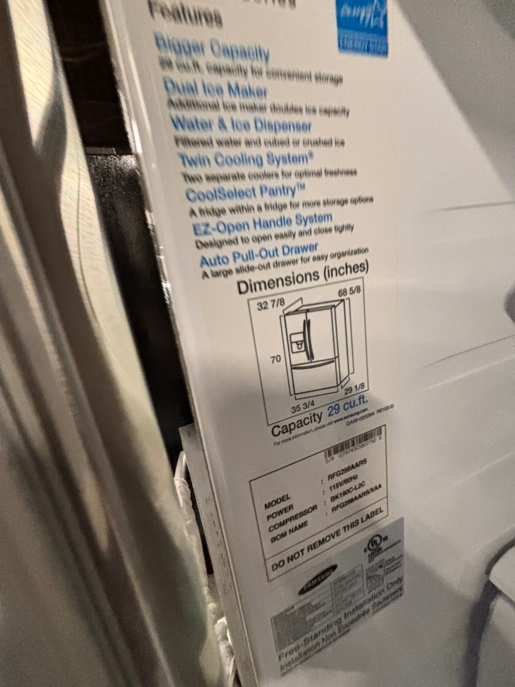 >special combo 4pc. Samsunf French door Refrigerator 36” stainless steel w/  ice & water dispenser,gas stove 5 burners ,new scratch and dent over the range microwave & dishwasher all same brand #JZ1216BCOMBO