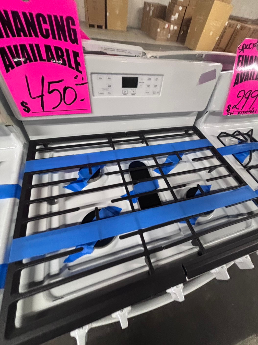 >Whirlpool Gas stove convection oven  5 Burner broil & bake 30” white used-refurbished #AWGRAB