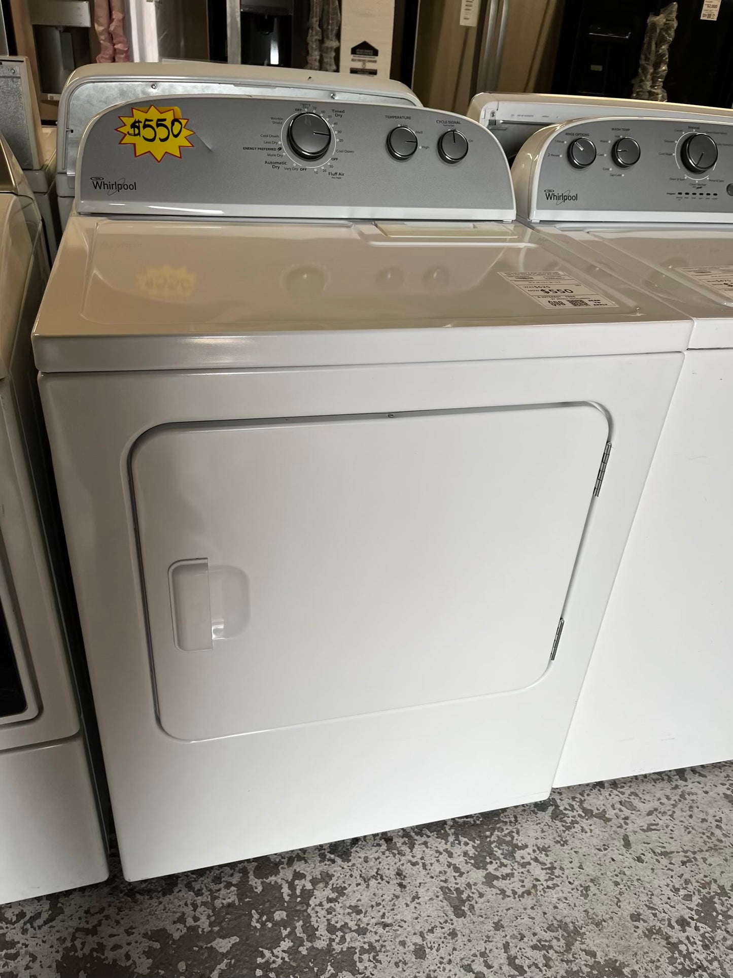 - Whirlpool washer & dryer set electric 220v side x side top load w/agitator #W143MB