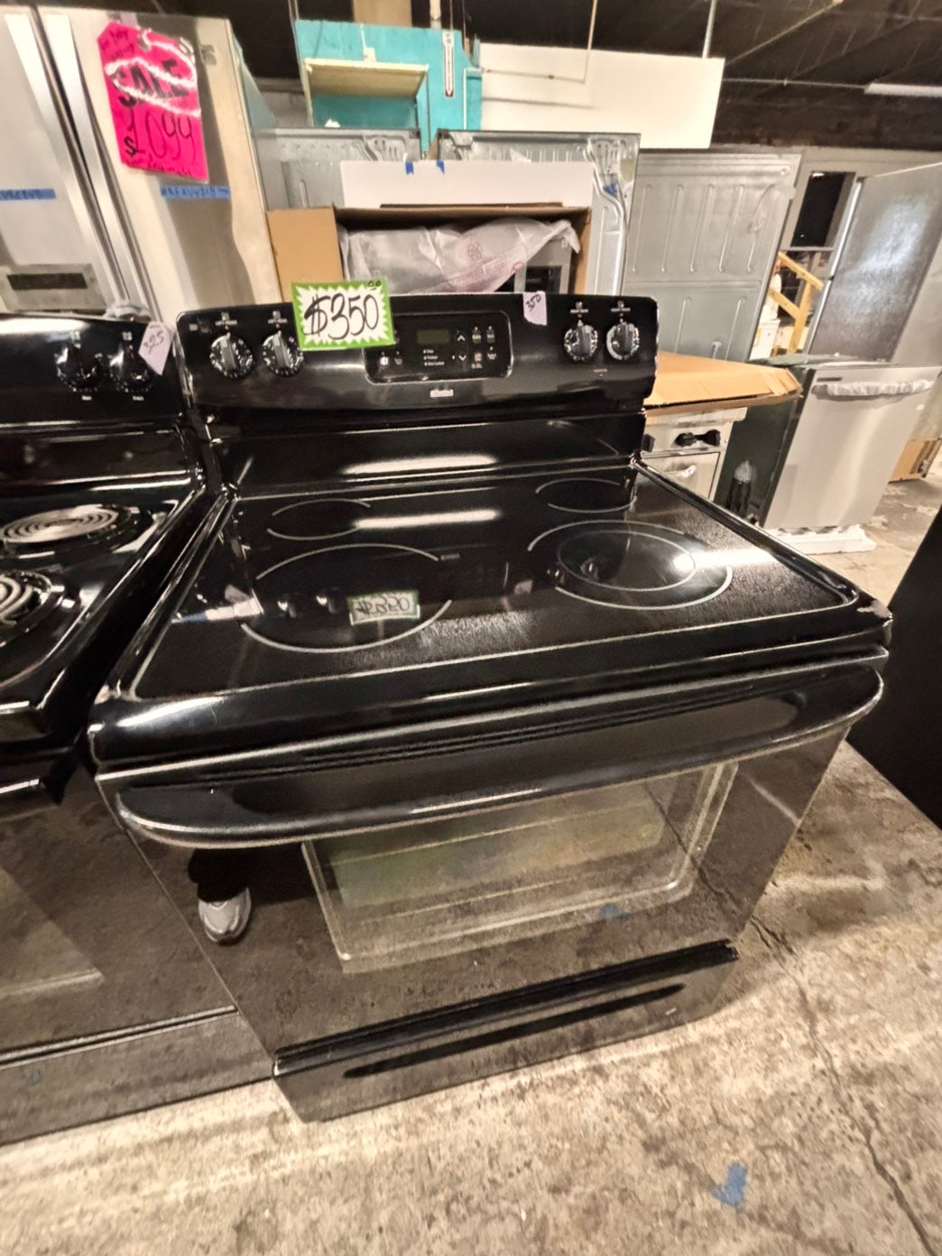 >special💫kenmore  Glass Top electric stove  bake /broil,Self clean 30” 4 burner ,black  color,     used-Refurbished   #KESC99B