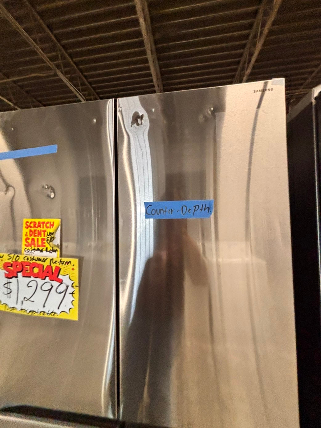 >special🎈New open box 📦 costumer return -Samsung - Bespoke 23 cu. ft. Counter Depth 4-Door French Door Refrigerator with Beverage center #RS33T41B