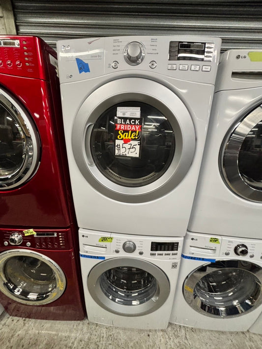 📢black Friday sale 🦃-LG cycle washer 4.5 cu ft & dryer 7.5 cu ft set electric 220v front load stackable sensor dry He In white #WD11Q4JL