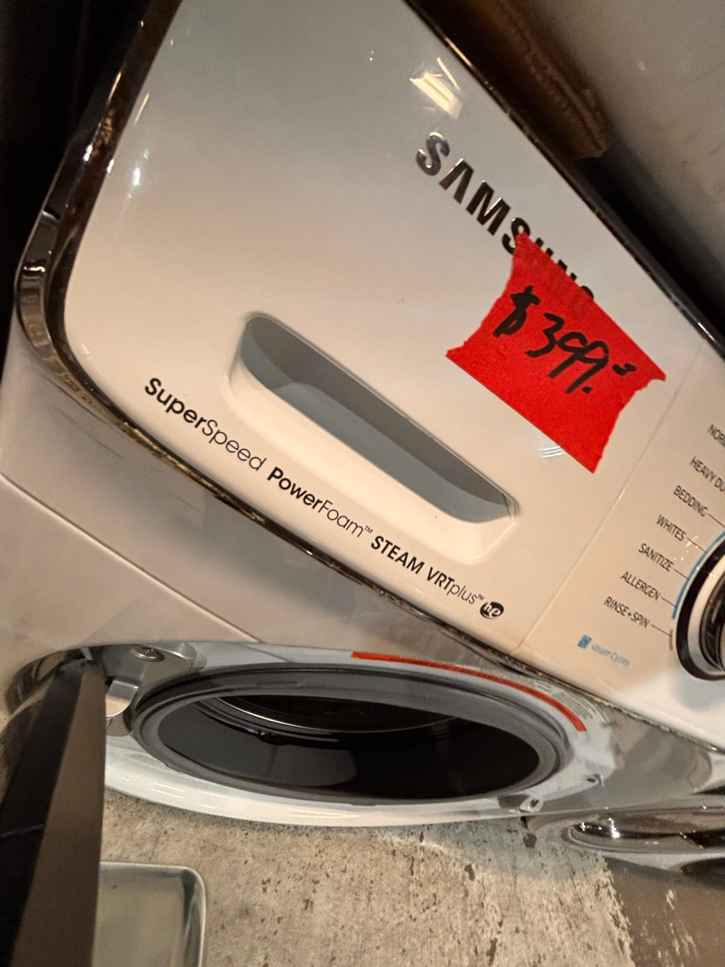 }} Samsung add-wash washer large capacity& electric dryer steam set front load stackable or side by side white  27” in used-Refurbished working 💯 with warranty  #SFH375ET