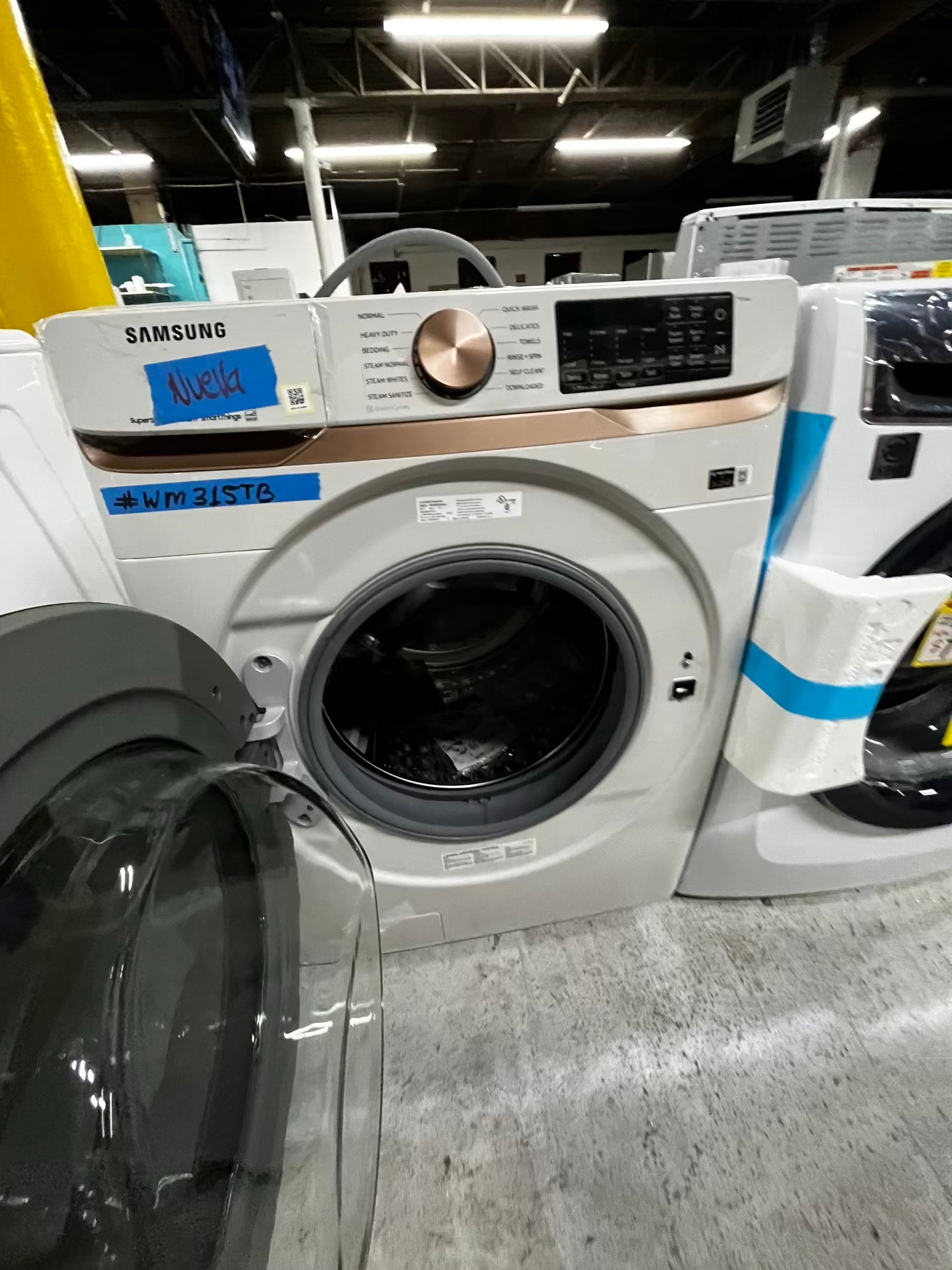 -Open Box 📦 Scratch & Dent Samsung 5 cu. ft. Extra Large Capacity Smart Front Load Washer in Ivory White with Super Speed Wash and Steam | stock number #WM315TB