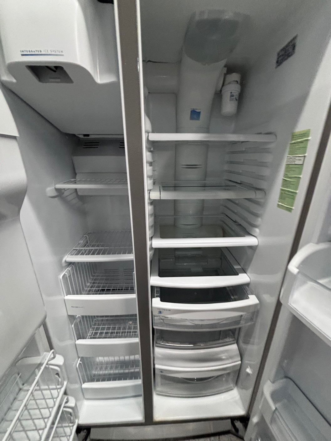 >*36” GE counter depth side by side door fridge  stainless steel w/ice water dispenser 36” #GE24AAB