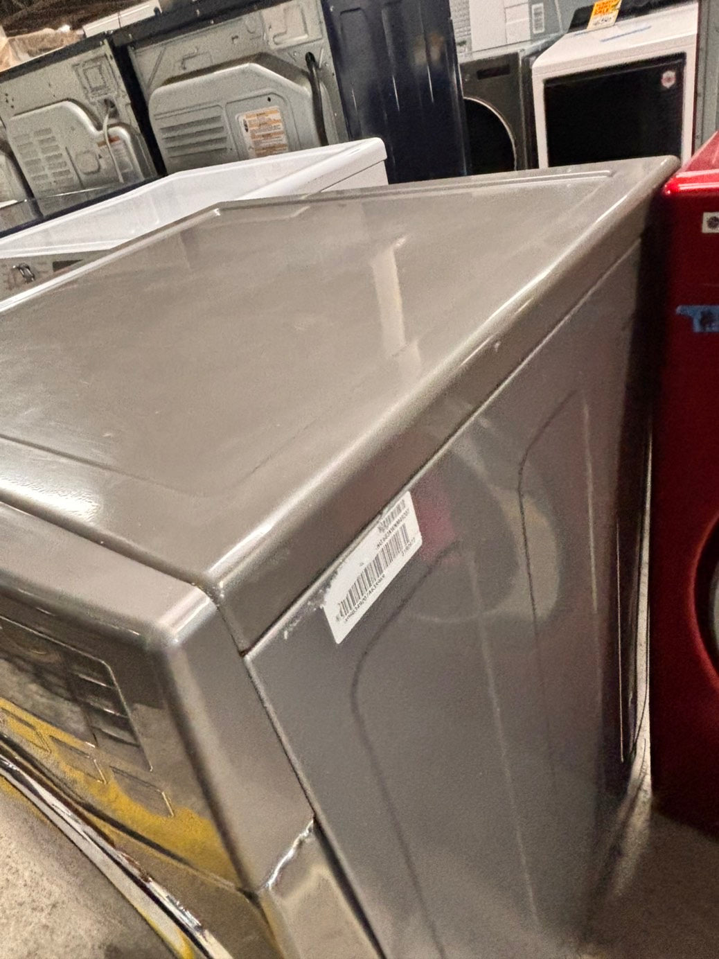 >LG steam sensor Dry front load stackable electric 220v dryer stainless steel drum in gray -silver color ,used-refurbished 27" #DEL436B