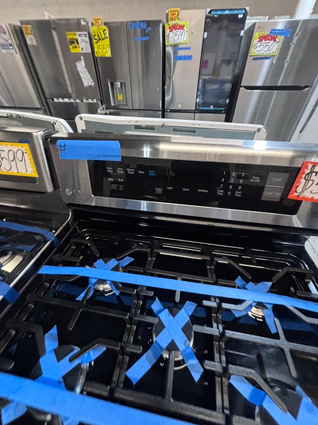 >>LG Gas range 5 burner convection oven bake ,broil Hi/Lo self clean in stainless steel used-Refurbished 30” #LGG5QB