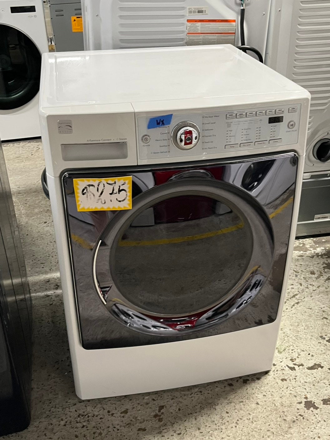 -Kenmore Steam Dryer front load stackable electric 220v dryer in white 27" #EDKN12B