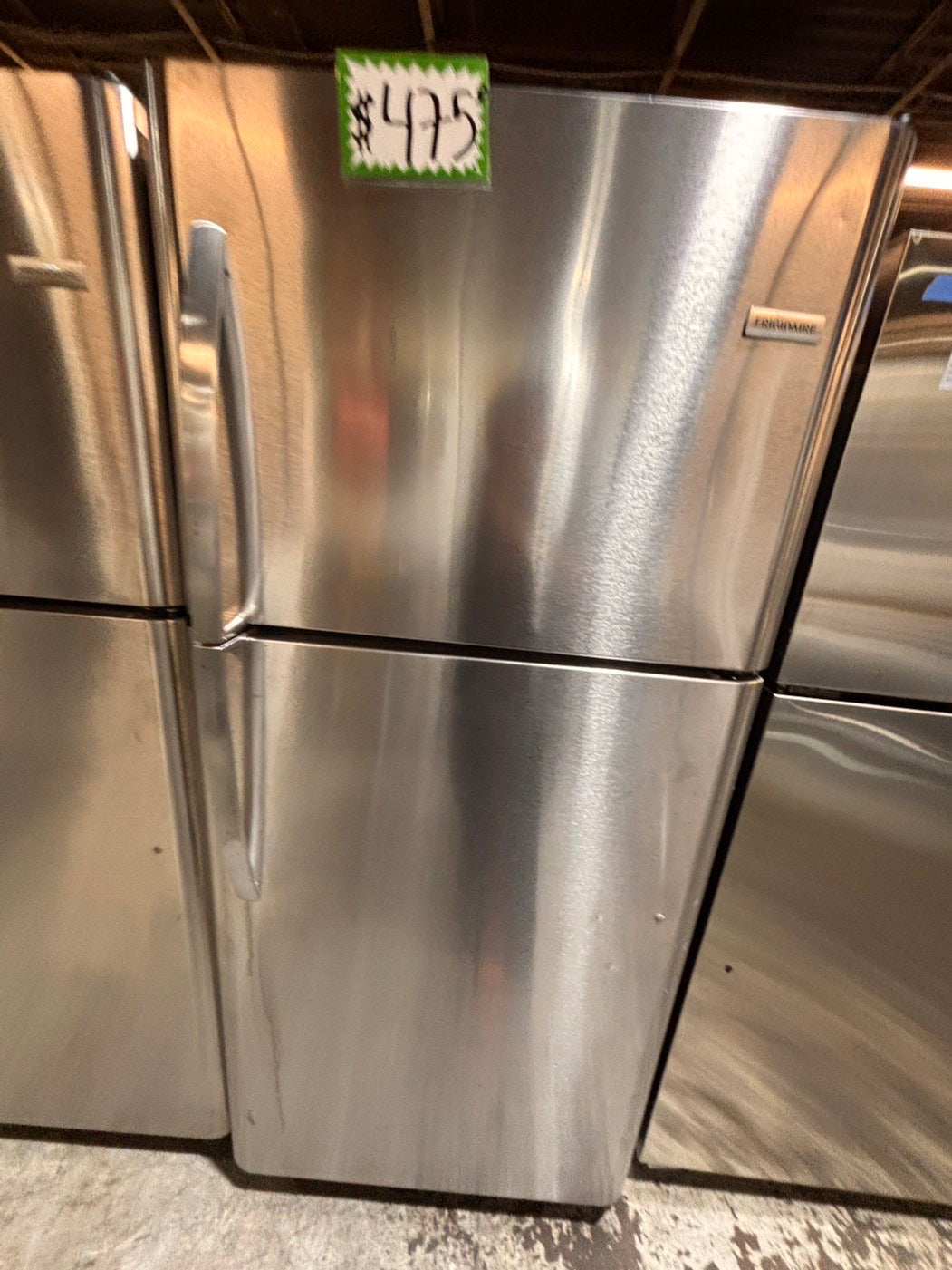 >*frigidaire  top freezer refrigerator stainless steel used-refurbished 30"x 681/2h #RFF21RB