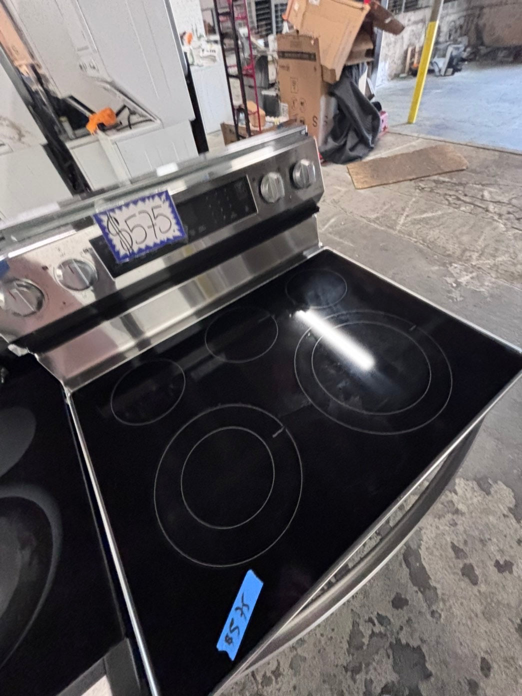 >>samsung Air-fry Glass Top electric stove stainless steel convection oven bake broil 5 burner Self clean 30” used-Refurbished #ESSWQ1B