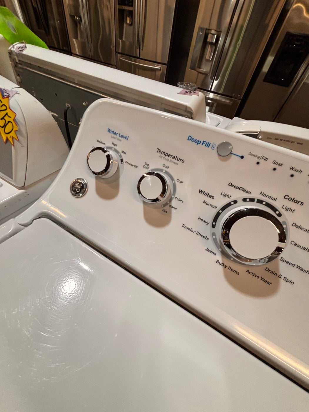>*GE white  top top load washer with agitator  large capacity & dryer set electric 220v side x side top load stainless steel drum white color used-refurbished #GWD9ABB