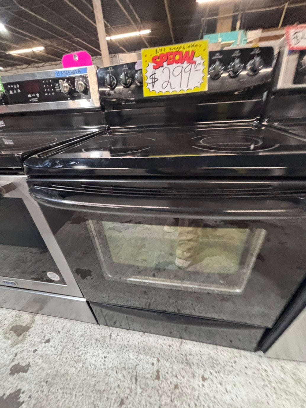 >special🌟kenmore  Glass Top electric stove  bake /broil,Self clean 30” 5 burner ,black  color, used-Refurbished   #K4WE6PB