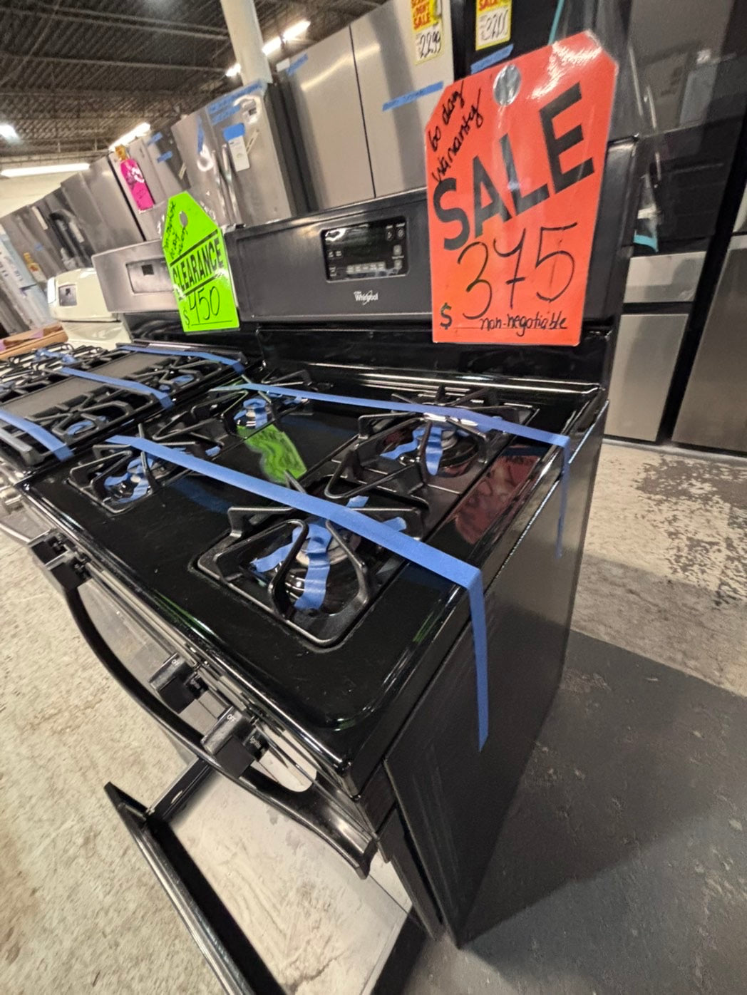 >*sale🔥whirlpool gas range 4 burner bake broil Hi/Lo self clean in stainless steel used-Refurbished 30” #GWB65YB