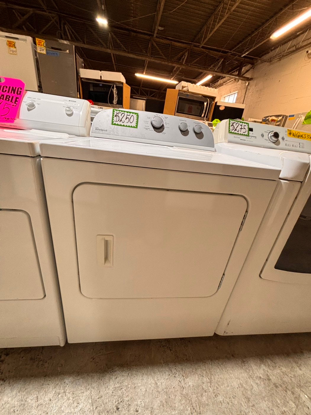 >*whirlpool side x side large capacity electric 220v dryer  in white 27” Refurbished #ED85S1B