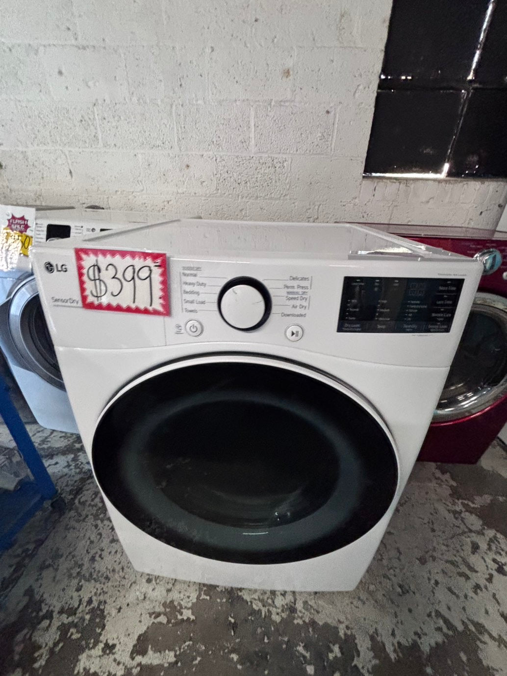 >*LG sensor Dry front load stackable electric 220v dryer in white  color used-refurbished 27" #DSTR5NB