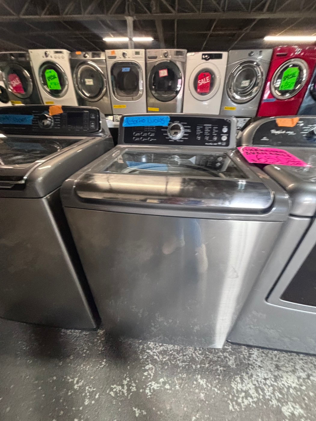 } Samsung dark gray color , Top load washer  Large capacity stainless steel Drum working 💯  with warranty ! used,refurbished #SAYZ912B