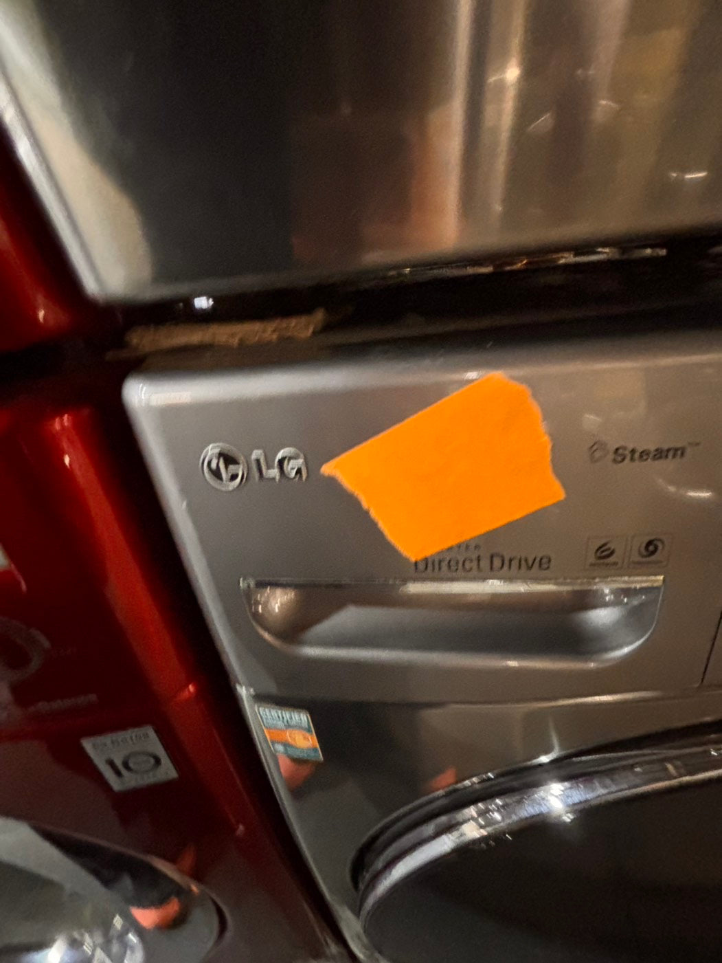 >*special🌟🔥 Used-great conditions refurbished LG steam washer 4.5cu ft & electric steam dryer 7.5 cu ft large capacity set electric 220v front load stackable or side by side - sensor dry He in silver-gray   #WDLGP1SET