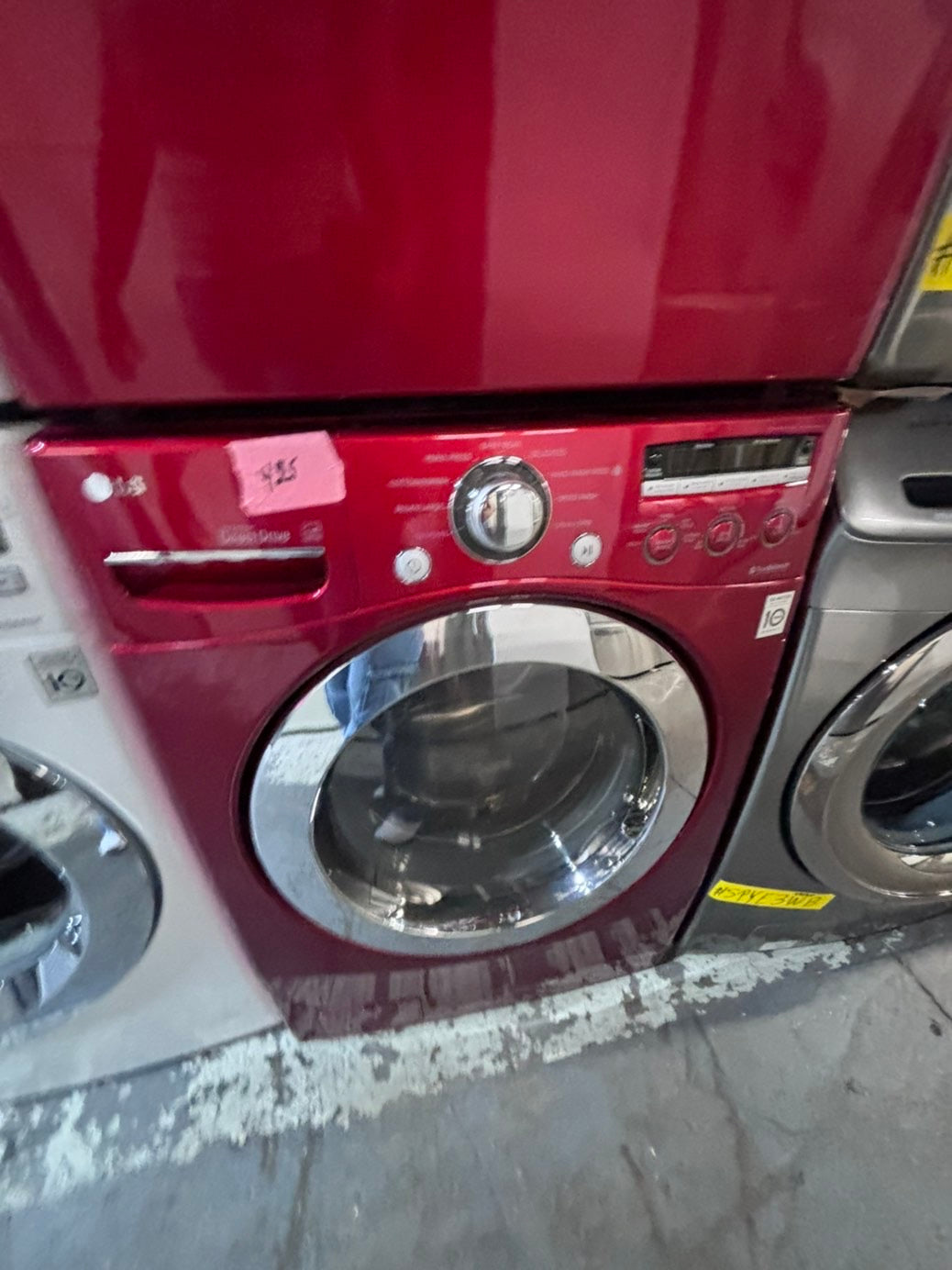>* LG washer & dryer set electric 220v front load stackable or side by side - sensor dry in red color #LERA5SET